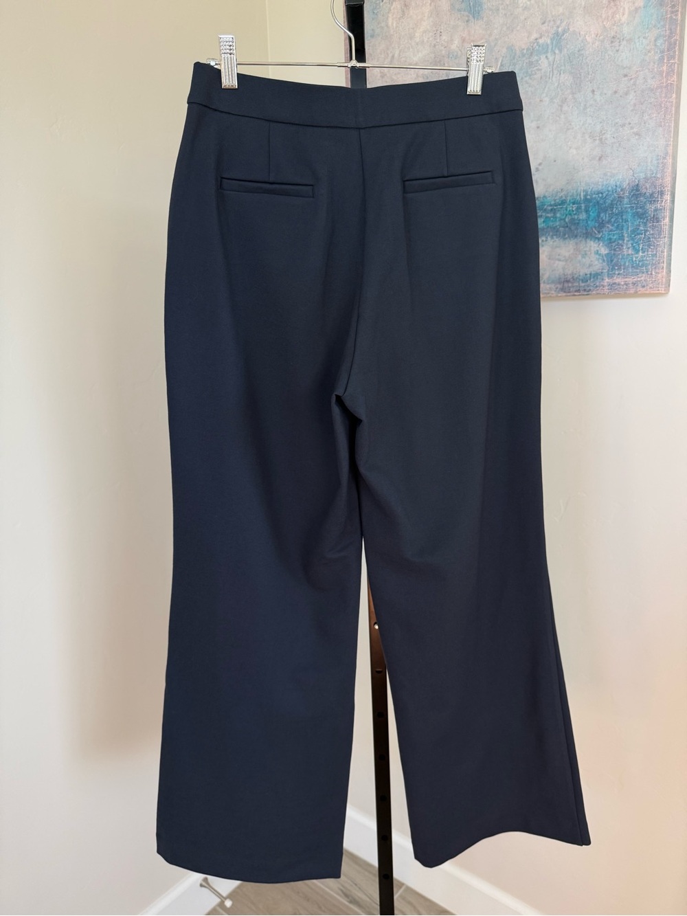 NEW Quince Ultra Stretch Ponte Wide Leg Trouser Pants Navy Size 10 Office Work - Picture 5 of 7